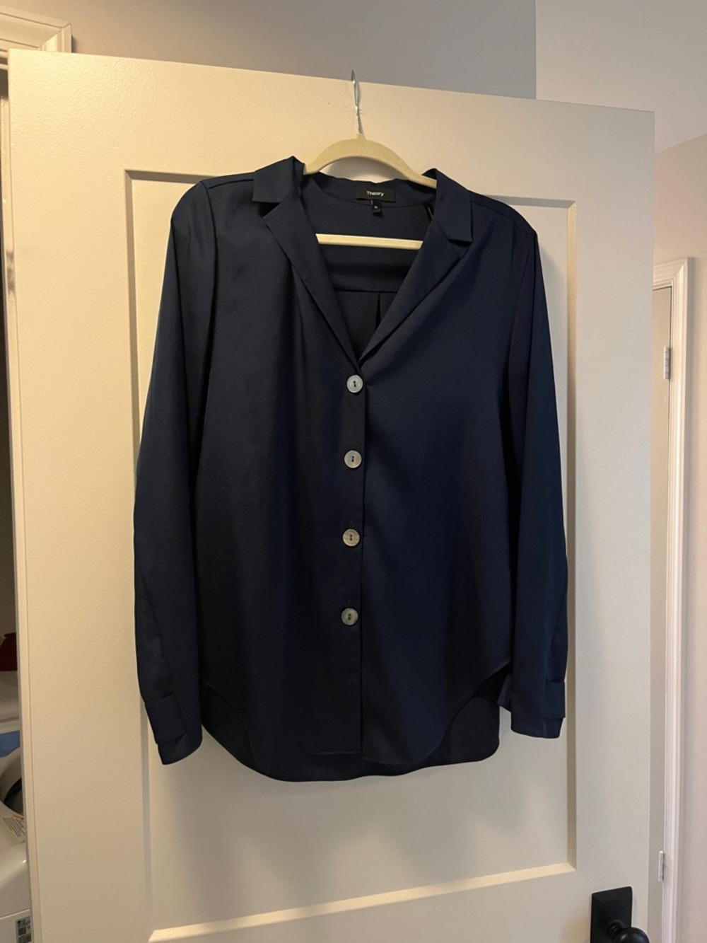 Theory Navy Button-Up Top